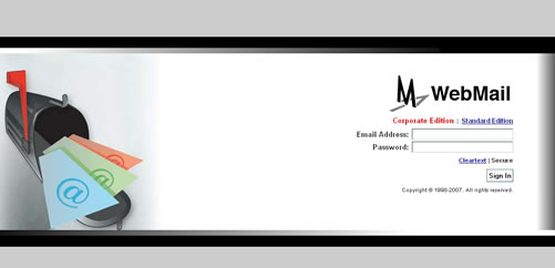 Webmail login screen