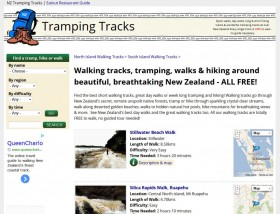 Screen shot of the trampingtracks.co.nz home page